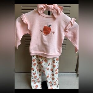 Pink Ruffle Sweatshirt and Floral Pants Set